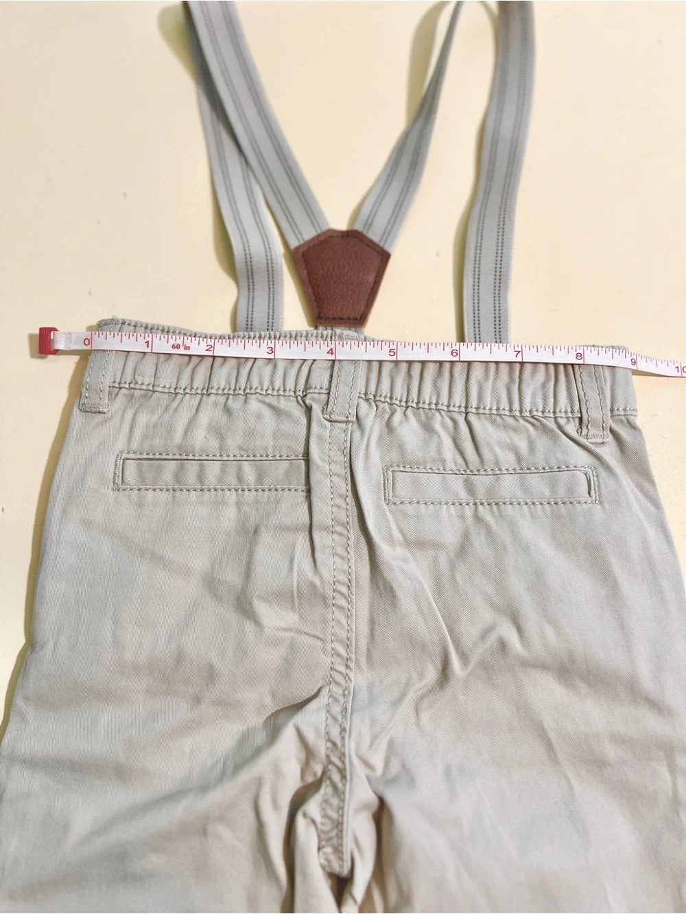 OshKosh B’gosh Toddler Boys Khaki Pants with Suspenders Size 12M Formal wedding